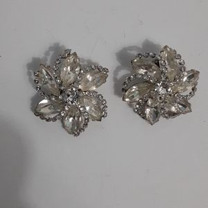 Pair of  vintage Weiss signed rhinestone  earrings